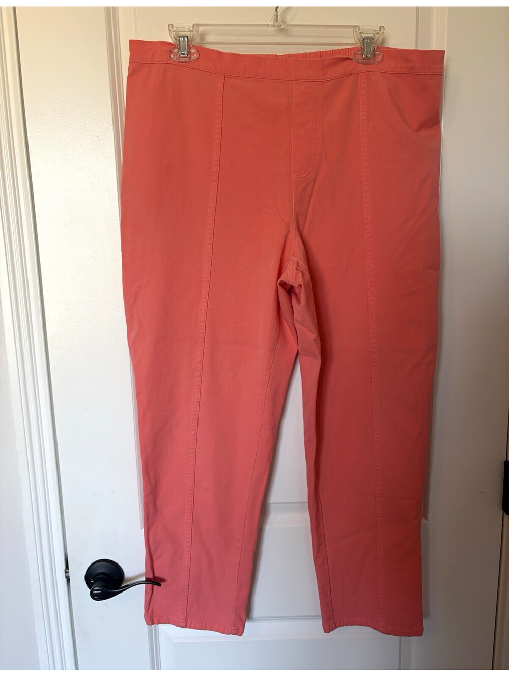 Isaac Mizrahi Live! Womens Pink Twill Cotton Stretch Straight Leg Pants 18W